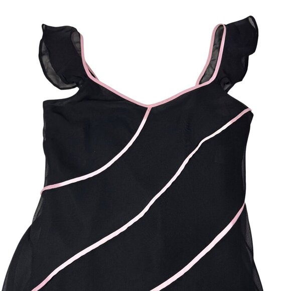 VTG Y2K Asymmetrical Midi Dress Sz.S Black Chiffon Whimsigoth Dark Fairy Event - Picture 12 of 14